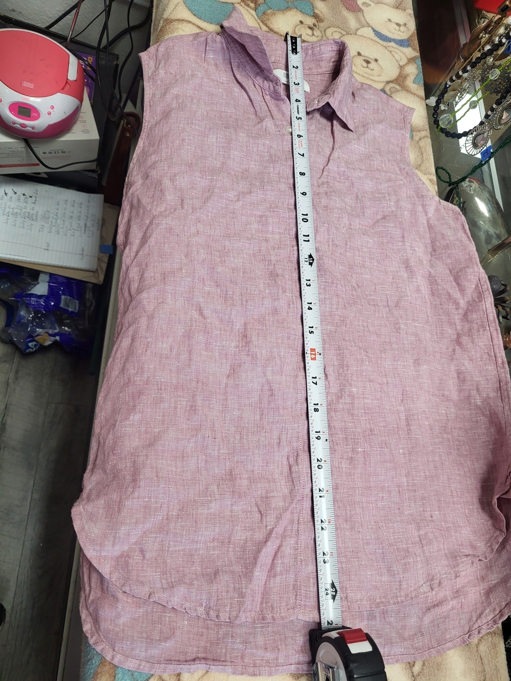 Uniqlo Dusty Rose Sleeveless Button-Front Top
